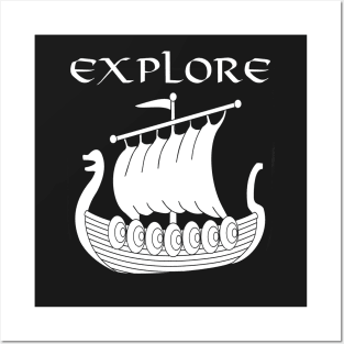 Viking Longship Explore Norse T-shirt Posters and Art